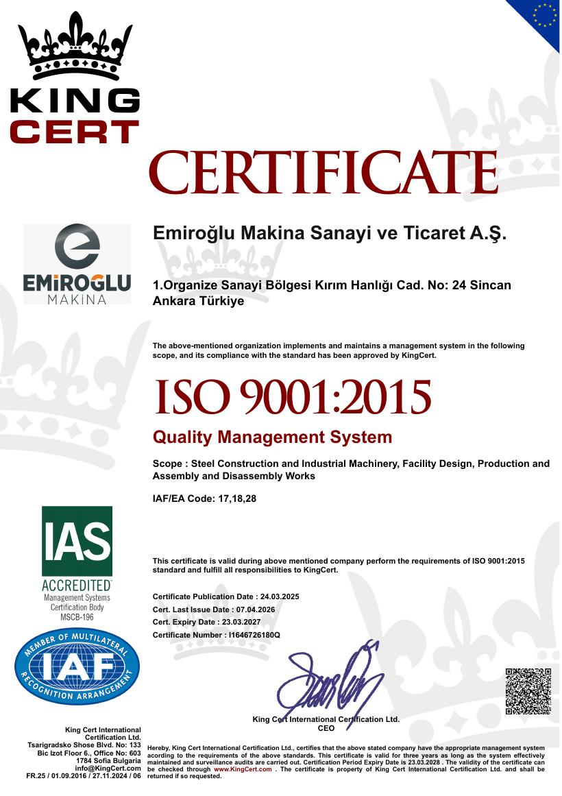 ISO 9001:2015 Kalite Yönetim Sistemi
