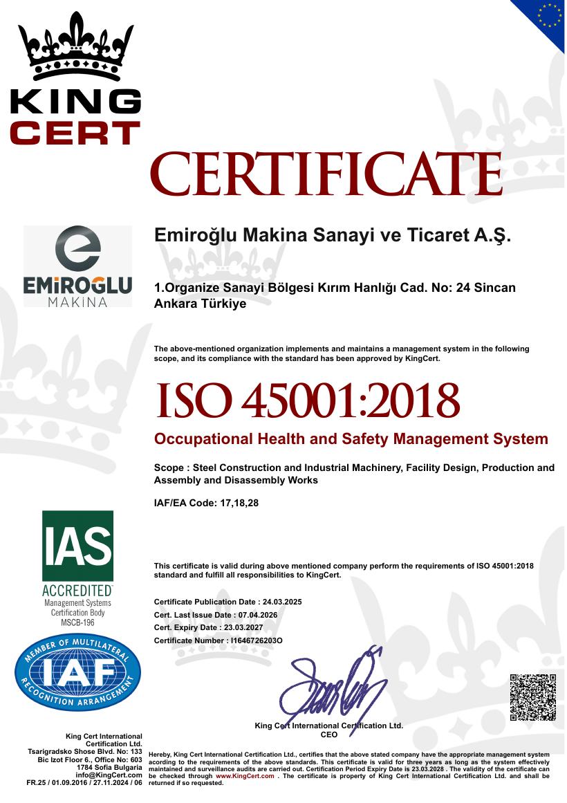 ISO 45001:2018 İş Sağlığı ve Güvenliği