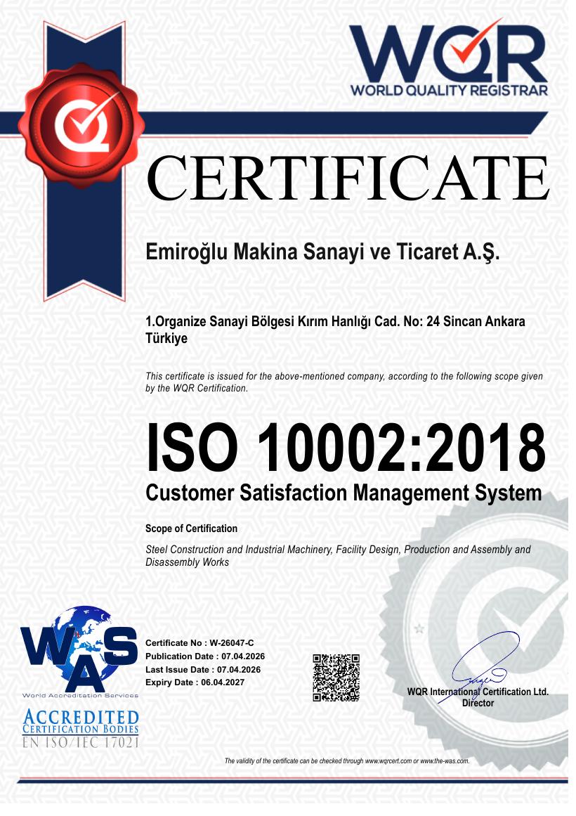 ISO 10002:2018 Müşteri Memnuniyeti